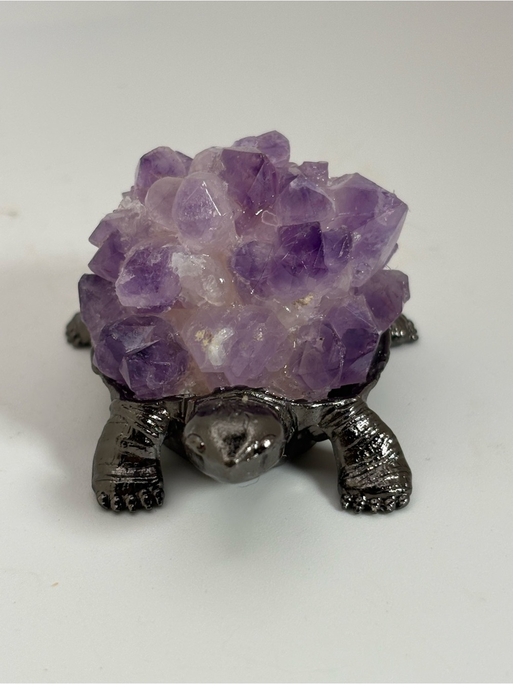 Amethyst Crystal Turtle Figurine - Purple Gem Home Accent